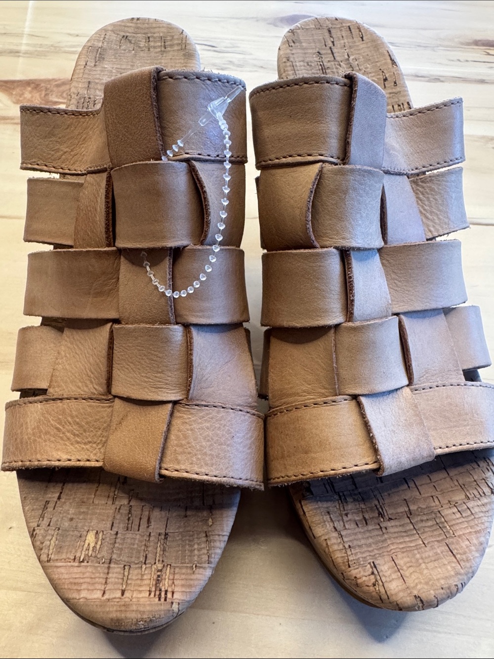 Kork-Ease Devon woven tan leather upper and a cork-wrapped block heel 9 - Picture 2 of 8